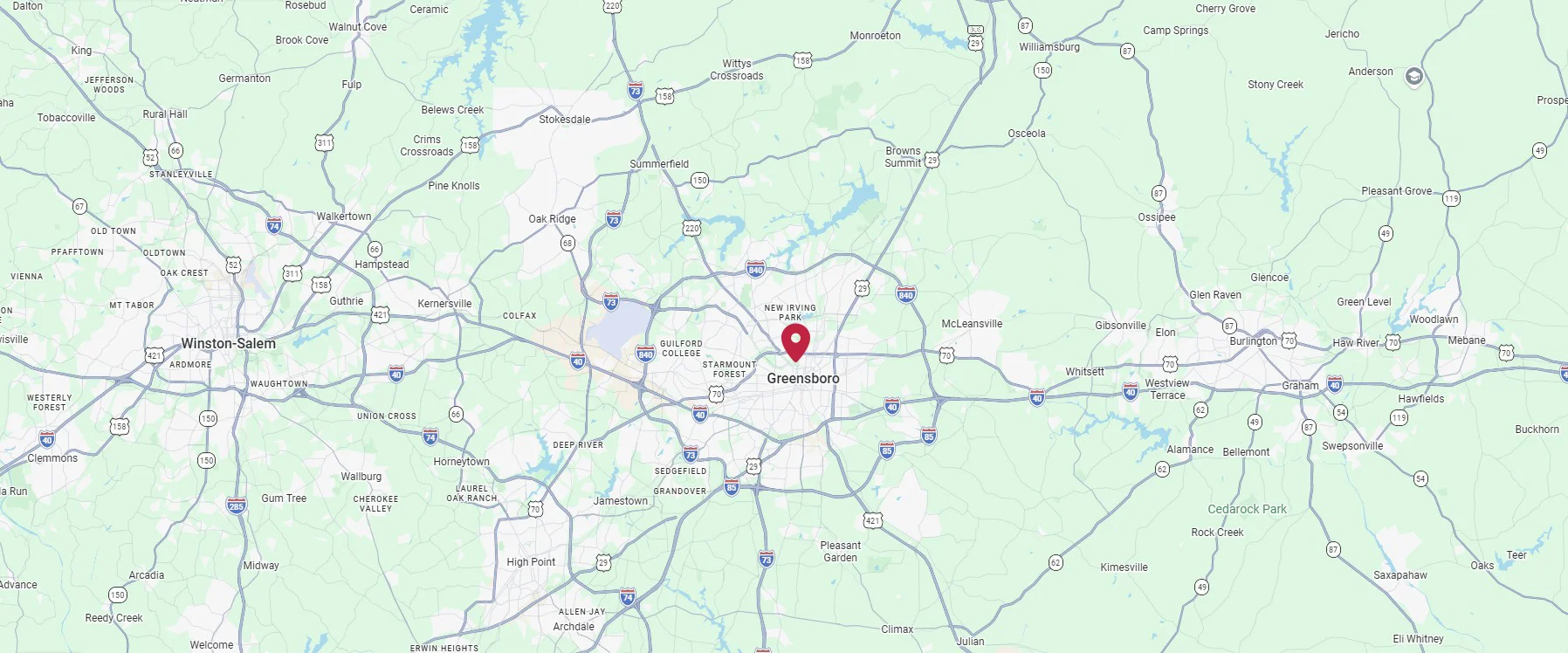 Greensboro NC service area map