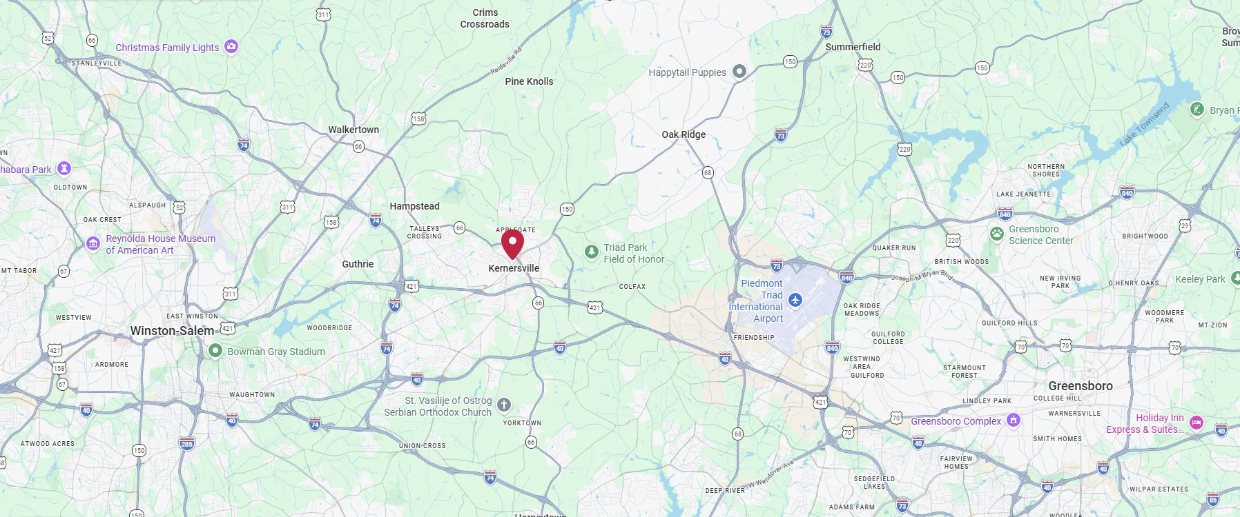 Kernersville NC service area map